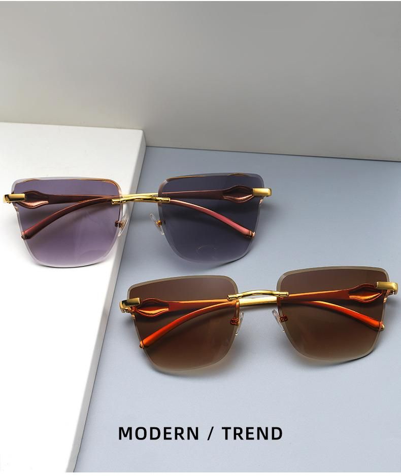 2022 Hot Sale Fashion Rimless Gradient Color Sunglasses Woman Trendy Shades Man Sunglasses