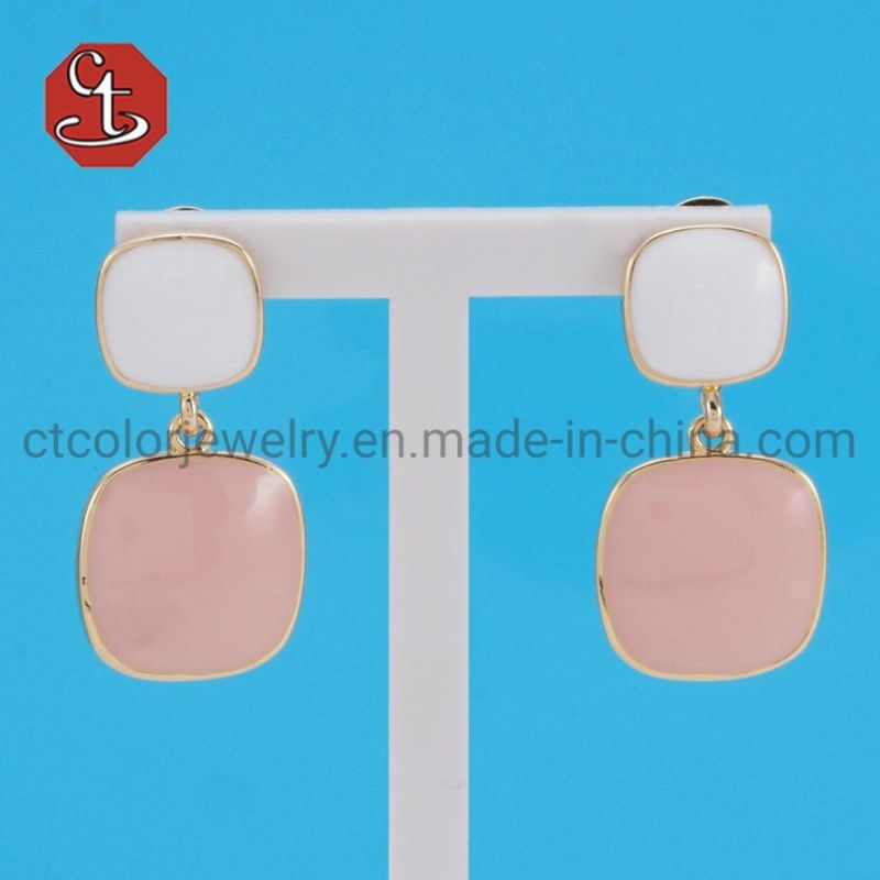 Fashion Jewelry Green Studs Enamel 925 Silver Earring Jewelry