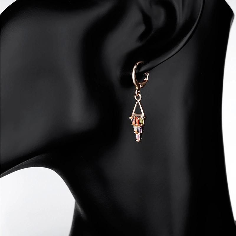 Costume Jewelry Elegant Zirconia Design Gold Color Plated Fashion Earrings