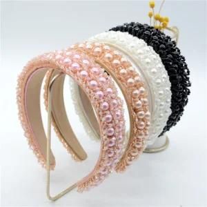 Luxury Handmade Bridal Elegant Wedding Wide Cute Pearls Headbands Classic Baroque Beads Sewing Hair Bands