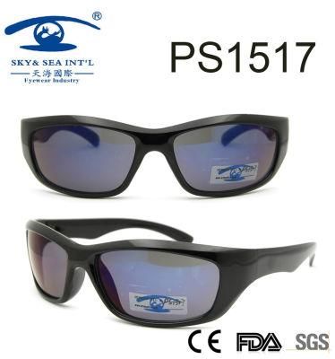 Black Sports Style Hot Sale Frame Plastic Sunglasses (PS1517)