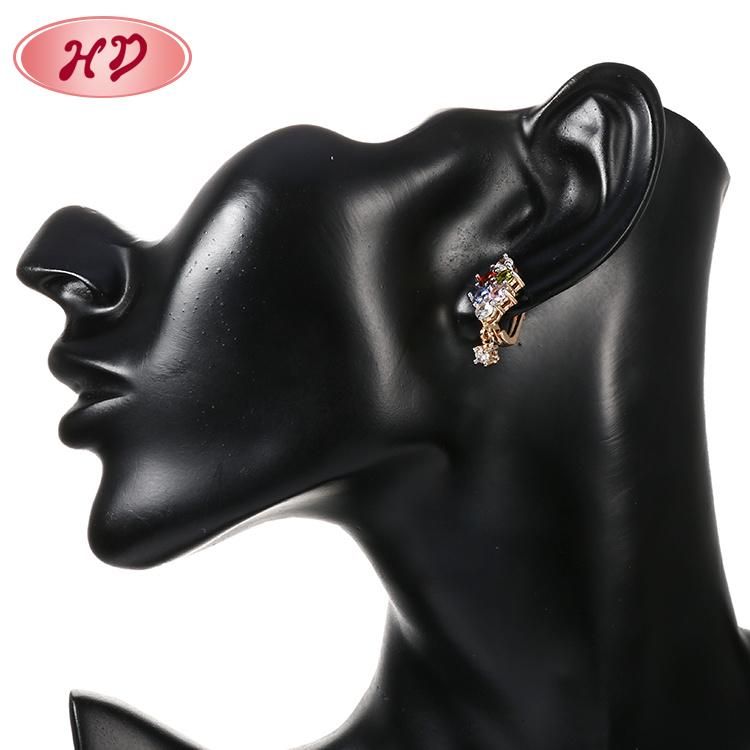 Fashion Costume Jewelry Women 14K 18K Gold Plated Imitation CZ Pearl Hoop Huggie Earring