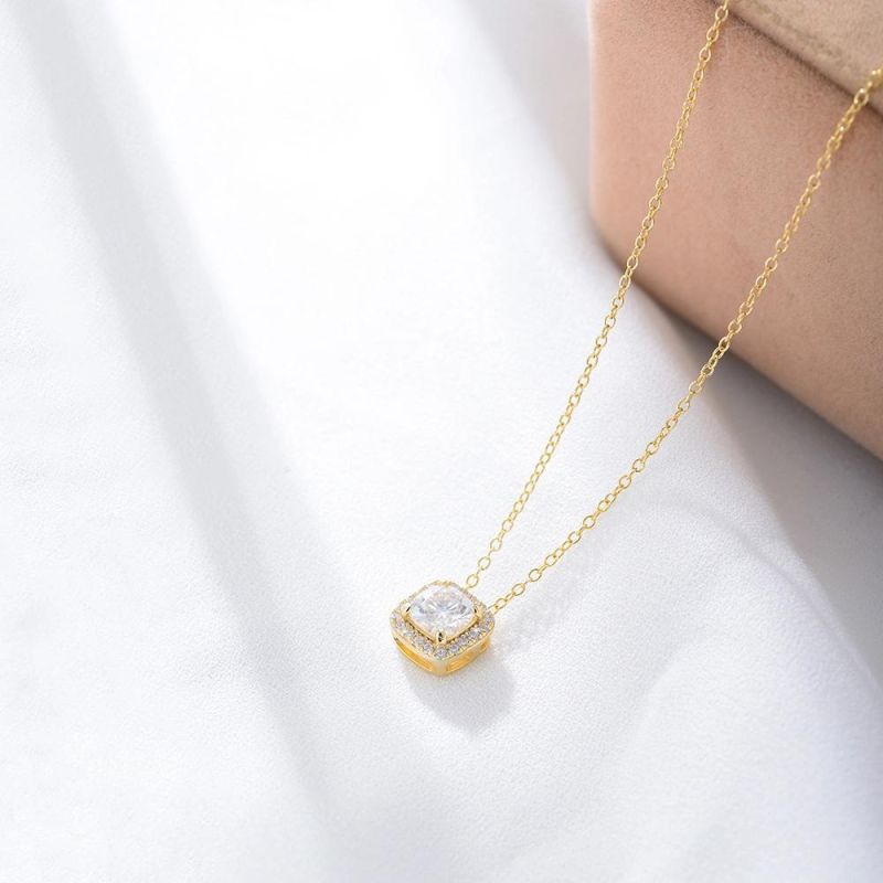 Lady Customize Jewelry Silver 925 Sterling Gold Plated Zircon Diamond Pendant Necklace