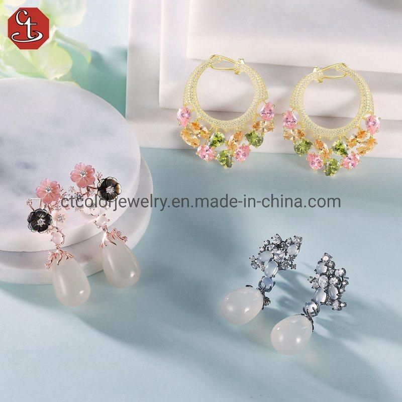2022 Wholesale fashion MOP flower earring 925 silver fresh water pearl earrings
