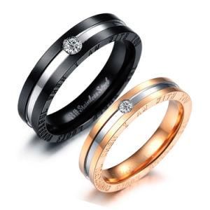 Gold &amp; Black Plating 316L Stainless Steel Wedding Ring Jewelry