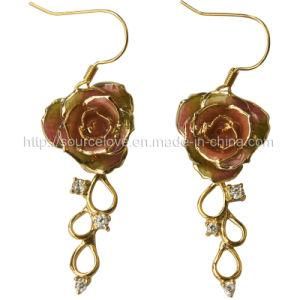 Gold Plated Jewelry -24k Gold Dipped Rose Earring for Gift (EH018)