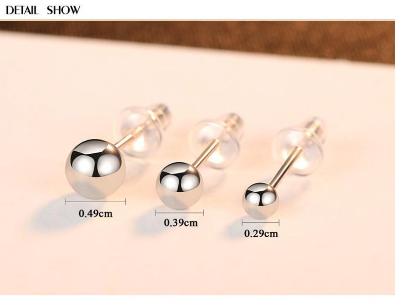 Real Silver Basic Stud Simple Style Women Earrings
