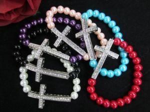 Religious Pearl Crosses Bracelet (R041)