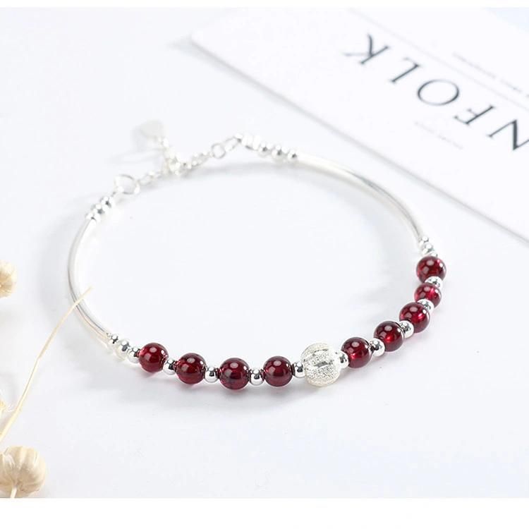 925 Sterling Silver Original Garnet Bracelet DIY Bracelet