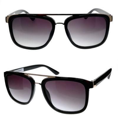 Square Plastic Fashion Sunglasses with Metal Double Bridge