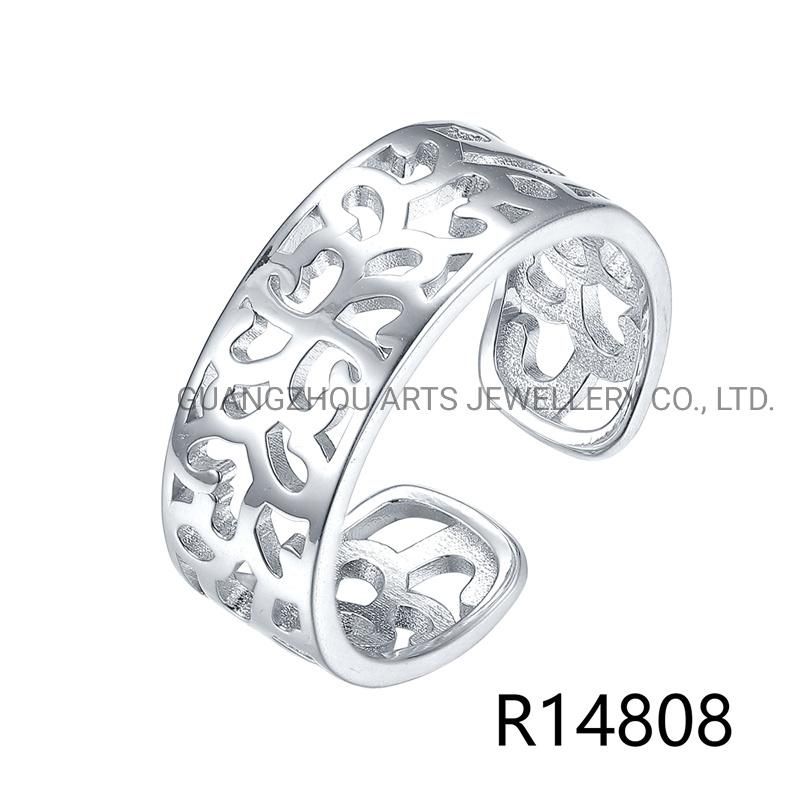Ethnic Hollow Carved Flower Real 925 Sterling Silver Ring