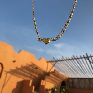 Women Fashion Jewelry Figaro Chain Chocker Chain Necklace with Heart