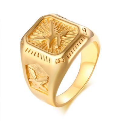 Stainless Steel Eagle Ring Wholesale Gold Euro-American Style Men&prime;s Ring