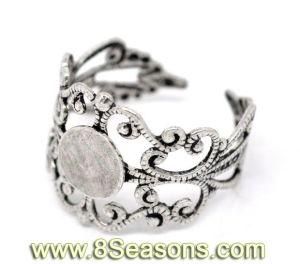 Antique Silver Adjustable Filigree Ring Settings 18.3mm Us 8 (Fit 8mm) (B14899)