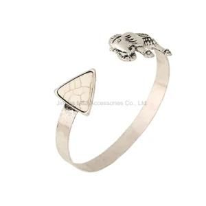 Vintage Punk Antique Silver Plated Carving Open Bangles Geometric Triangle Upper Arm Cuff Bracelets for Women Punk Jewelry