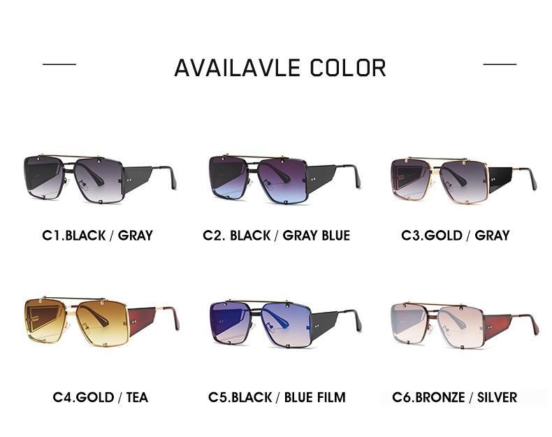Fashion Plane Style Retro Square UV400 Metal Sunglasses