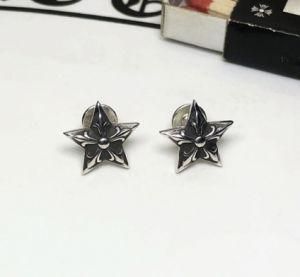 Star Stud Earrings Sv925 14K Post Silver Six-Pointed Chrome Style Hearts Shape Lip Tan Silver 925 CH Plus