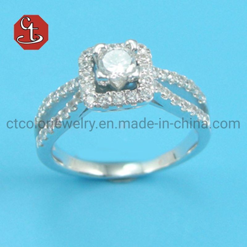 Luxury Charm Rings 925 Silver Jewelry Round Zircon Gemstone Accessory Ring for Women Wedding Engagement