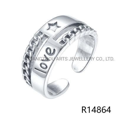 925 Sterling Silver Romantic Love Letter Star Ladies Finger Ring