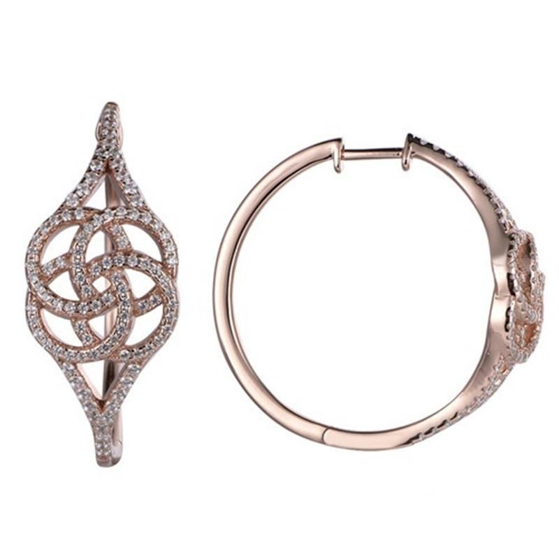 925 Sterling Silver Rose Gold CZ Hoop Earring for Party