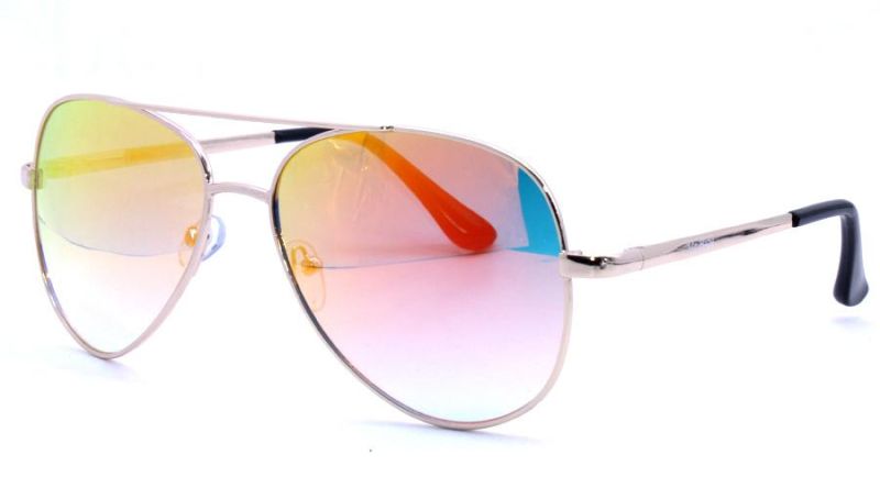 Classic Design Two Nose Bridges with Bold Mirrored Lenses Light Weight and Comfortable Metal Sunglasses