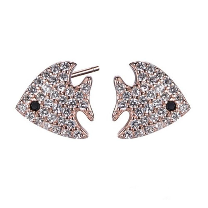 Fashion Swan 925 Silver or Brass Earring with CZ