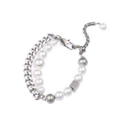 New Arrival Bracelet Jewelry High Quality Stainless Steel Pearl Bracelet Double-Layer Designer Collarbone Chain Bracelet Men Fashion Jewelry