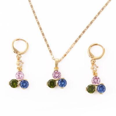 Costume Imitation Fashion Women 18K Gold Plated Ring Bracelet Charm Jewelry with Earring, Pendant, Necklace Sets Jewelry