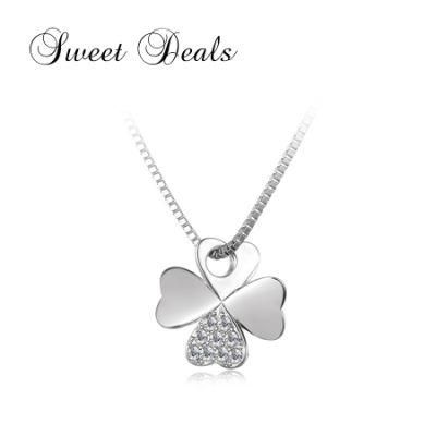 Four Leaf Clover Heart Pendant Necklace