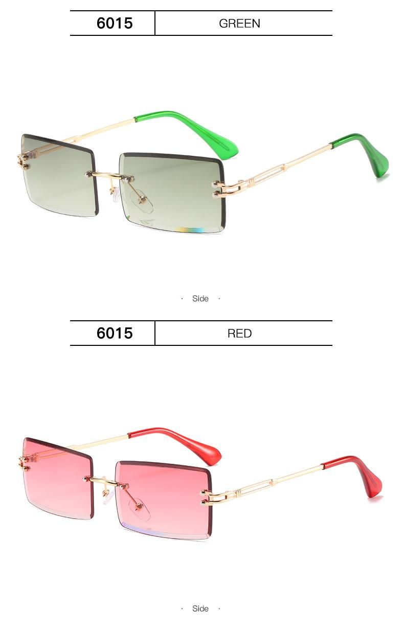 Small Square Sunglasses Women′ S Colorful Gradient Color Ins Sunglasses Rimless Personalized Glasses