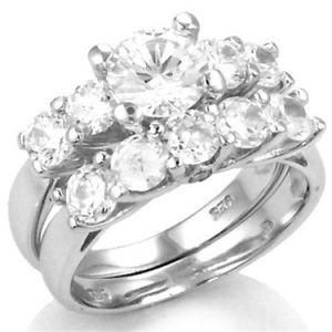 Fashion 925 Sterling Silver Vintage Wedding Finger Ring Set