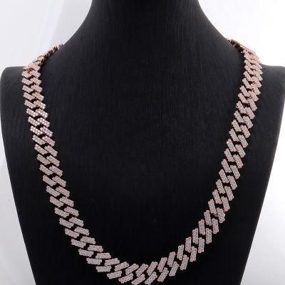 Iced out Hiphop Jewelry Cuban Link Chain with Moissanite Diamond for Men Jewelry