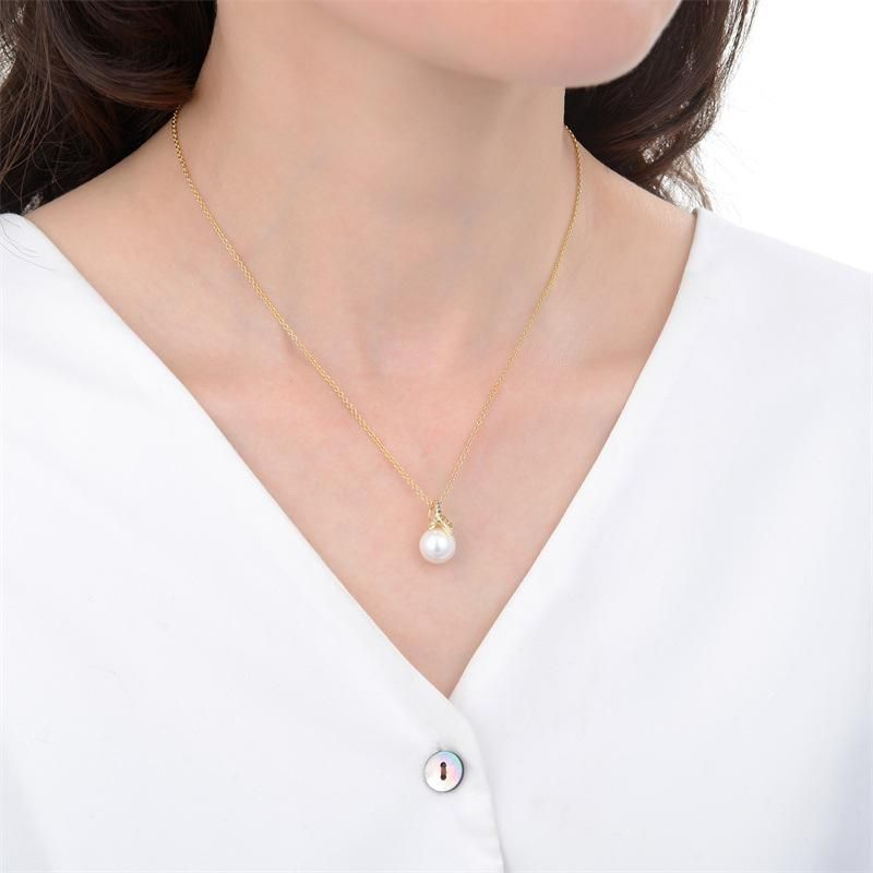 New Developed Elegant Round Pearl Colorful Zircon 925 Silver Necklace