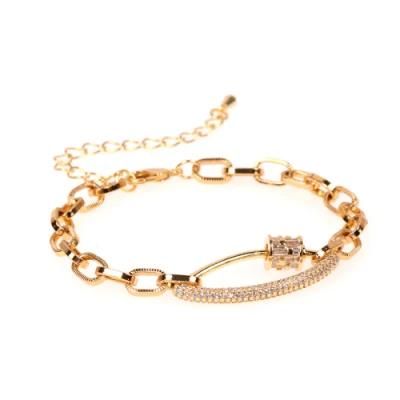 Hot-Selling Factory Price Gold Plated AAA Zircon Crystal Copper Link Chain Bracelet
