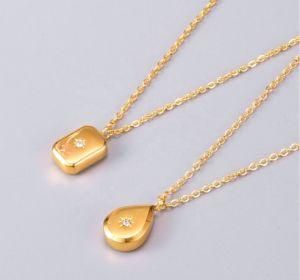 New Arrival Wholesale Minimalist Women No Rust Water Drop 18K Gold Plated Stainless Steel Necklace Jewelry