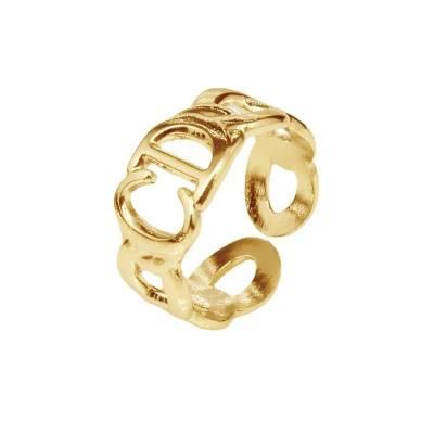 Manufacturer Customized Fashion Gold-Plated Jewelry, Stainless Steel Gold-Plated Replica, Exquisite Ring, 18K Ring