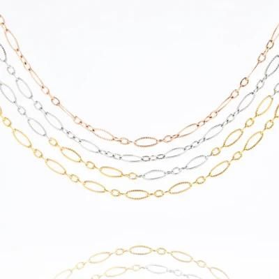 316L Stainless Steel Necklace Bracelet Cable Chain with Flower Embossed for Jewelry Design