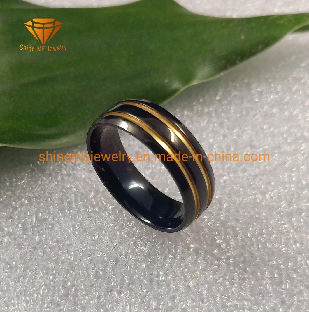 Pure Titanium Jewelry Tungsten Rings Between Black and Gold Plating Titanium Wedding Ring Tr1931