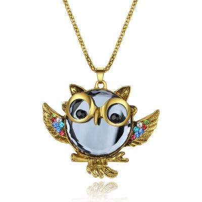 European and American Fashion Sapphire Owl Sweater Chain Long Necklace