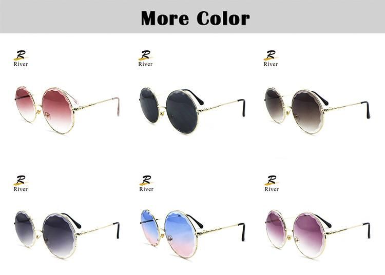 New Custom Logo Stock Metal Round Frame Women Sunglasses