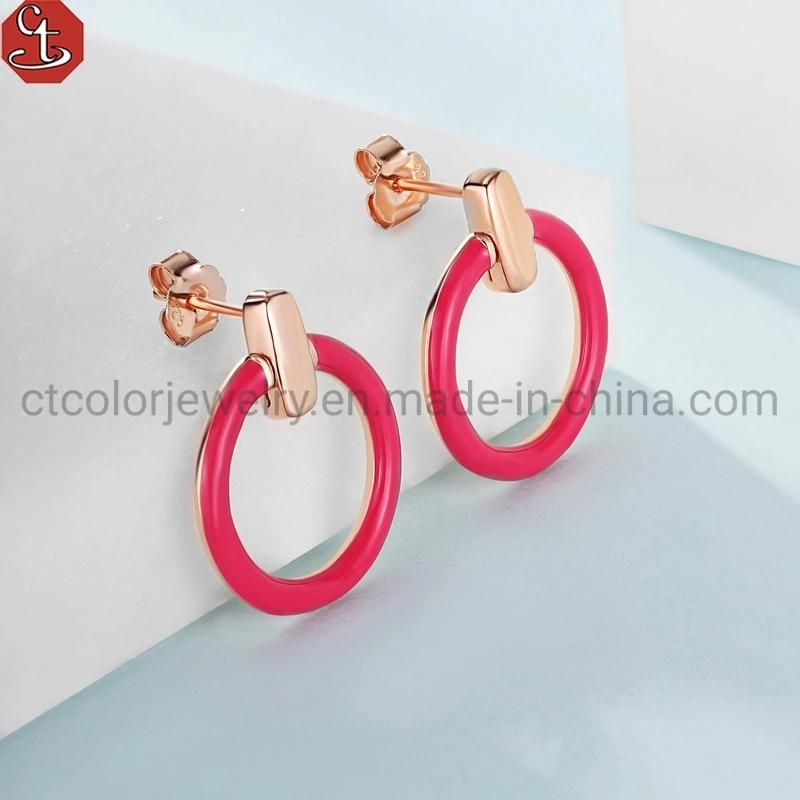 Fashion jewelry 925 silver Enamel Earring colorful Temperament Earrings