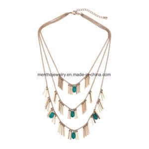 New Punk Metal Tassel Multi-Layer Detachable Long Chain Necklace Arylic Bead Pendant