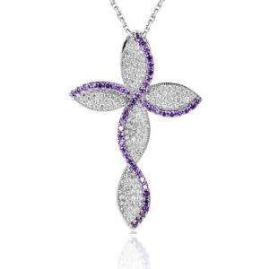 Fashion Micro Pave CZ Setting 925 Sterling Silver Cross Pendant