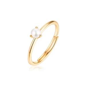 Simple Style Gold Plated 925 Sterling Silver Stackable Mini Dainty Tiny Solitaire Freshwater Pearl Ring