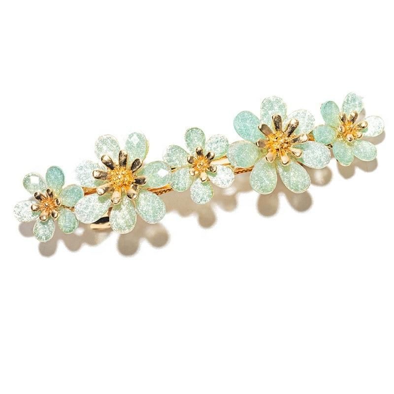 Women Golden Flower Metal Hair Clip