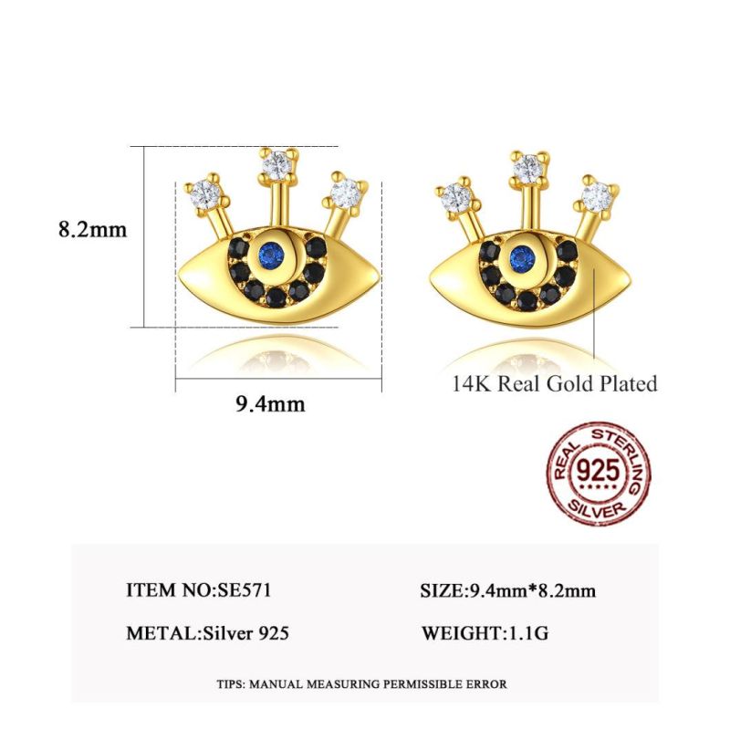 Stylish Demon Eye 925 Sterling Silver Earrings Ear Studs