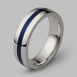 Enamel Geo Elipse Ring Sterling Silver &amp; Royal Blue Enamel