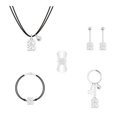 Colorful Custom Various Shapes of Digital Letters Silver Jewelry Set
