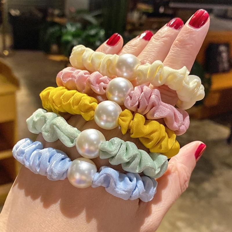 New Korean-Style Rubber Bands Adorn Pearls Scrunchies