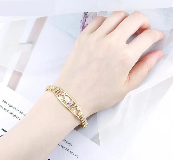 Fashion Jewelry Copper Alloy Multi Color Gold Plated Elephant Hand Bracelet for Women